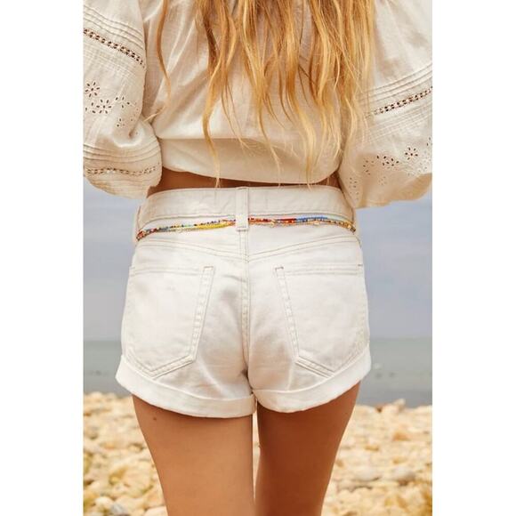 Free People We The Free Romeo Rolled Cuff Button Fly Distressed Shorts - Picture 2 of 7